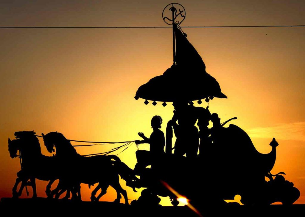 Krishna and Arjun in the Chariot in Mahabharat 